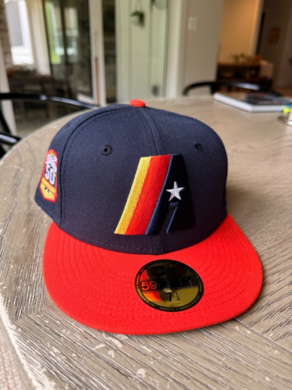 Houston Astros 50th Anniversary New Era 59FIFTY Cooperstown Fitted Hat Sz 7 1/4